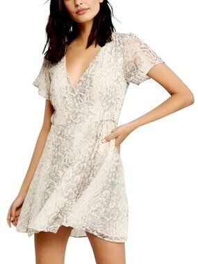Abercrombie & Fitch Women's Snake Skin Wrap Mini Dress V-neck Tan Size XS